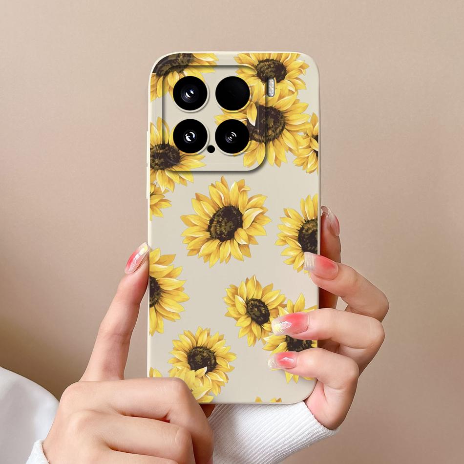 Чехол-конфетница для телефона Xiaomi 15 Pro, корпус, мягкий жидкий силикон, улучшенная полная защита, задняя крышка с цветами для Xiaomi15 Pro, Чехол