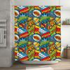 Comic Book Style Shower Curtain Superhero Theme Home Decor Bath Rug Tpu Waterproof Bathroom Liner For Kids Bathrooms