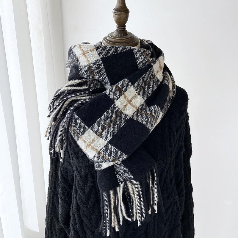 Women's Plaid Scarf - Windproof Warm Winter Scarf with Fringe Tassels Multi-Color Options for Casual & Formal Outfits
