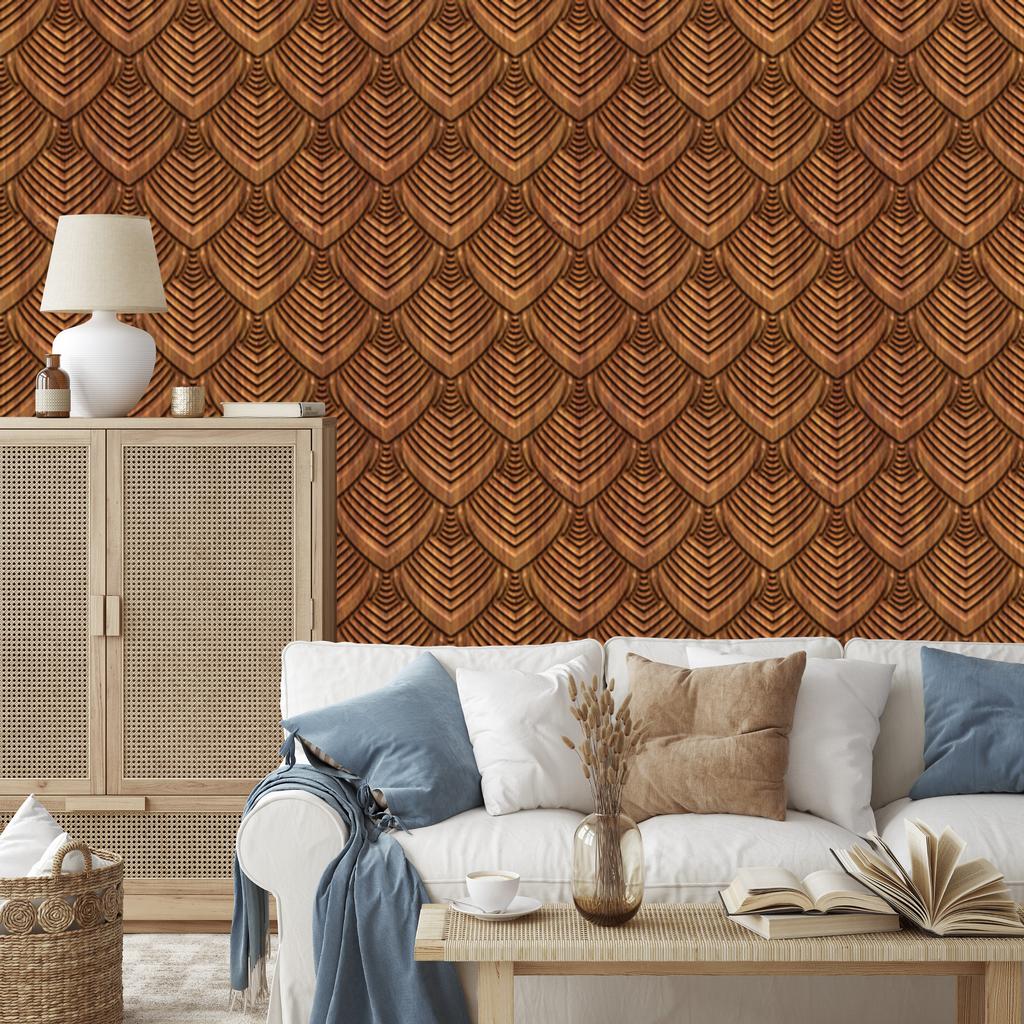 3D Wood Ornament Wallpaper for Living Room and Bedroom 50x1000
