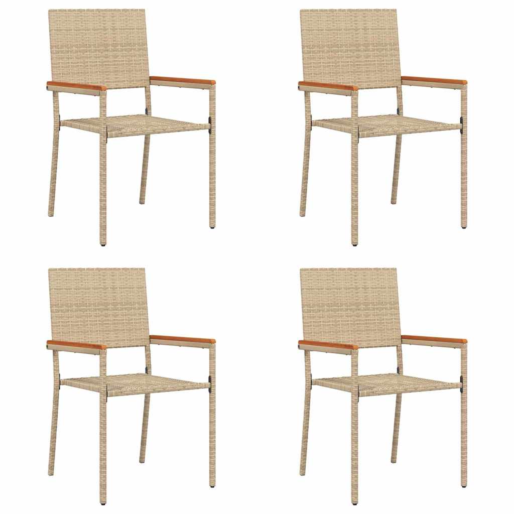 Garden Stackable Chairs 4 pcs Cream & Brown 54 x 56 x 90 cm