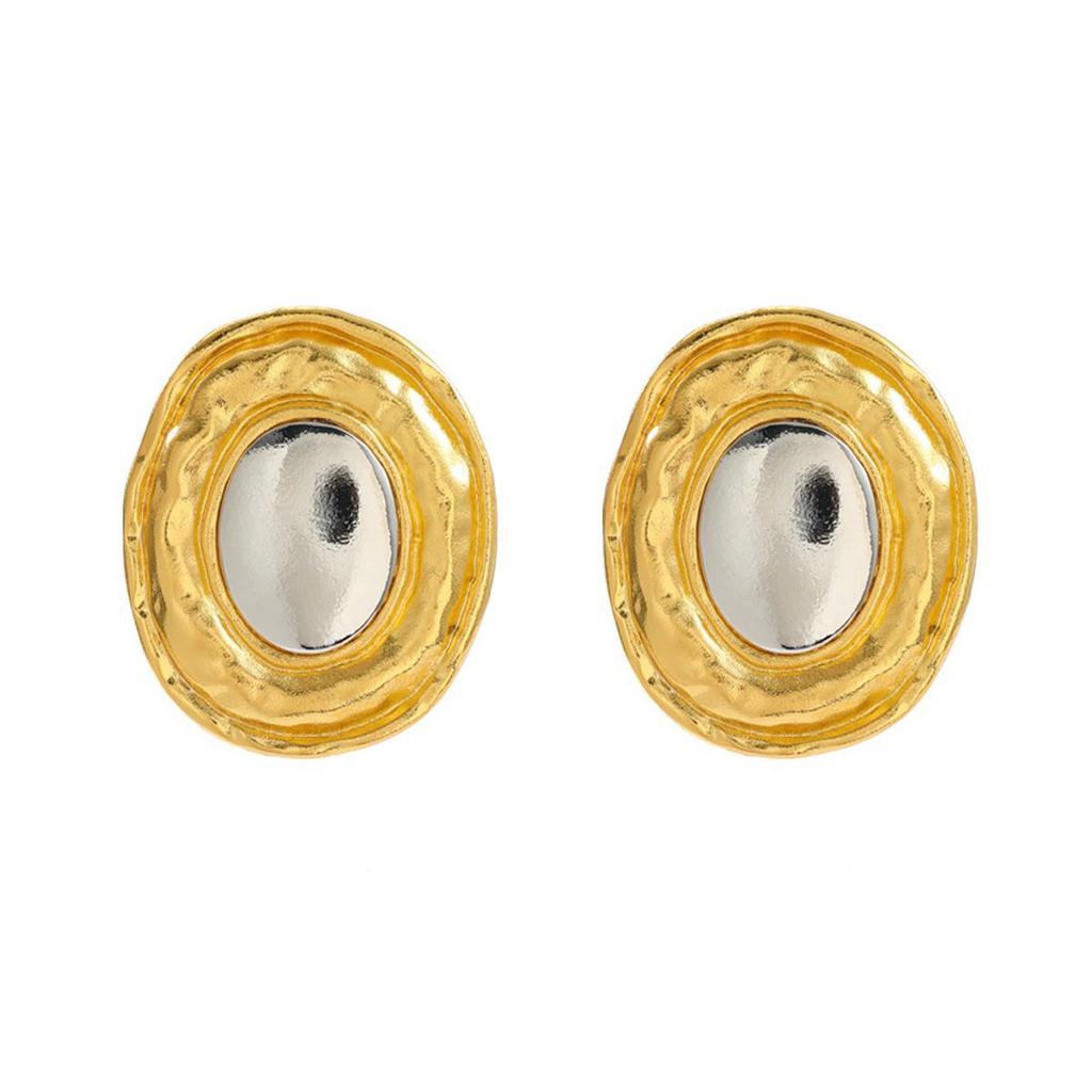 Summer Alloy Round Earrings - European & American Style, Gold & Silver Color, Exaggerated Design for Women