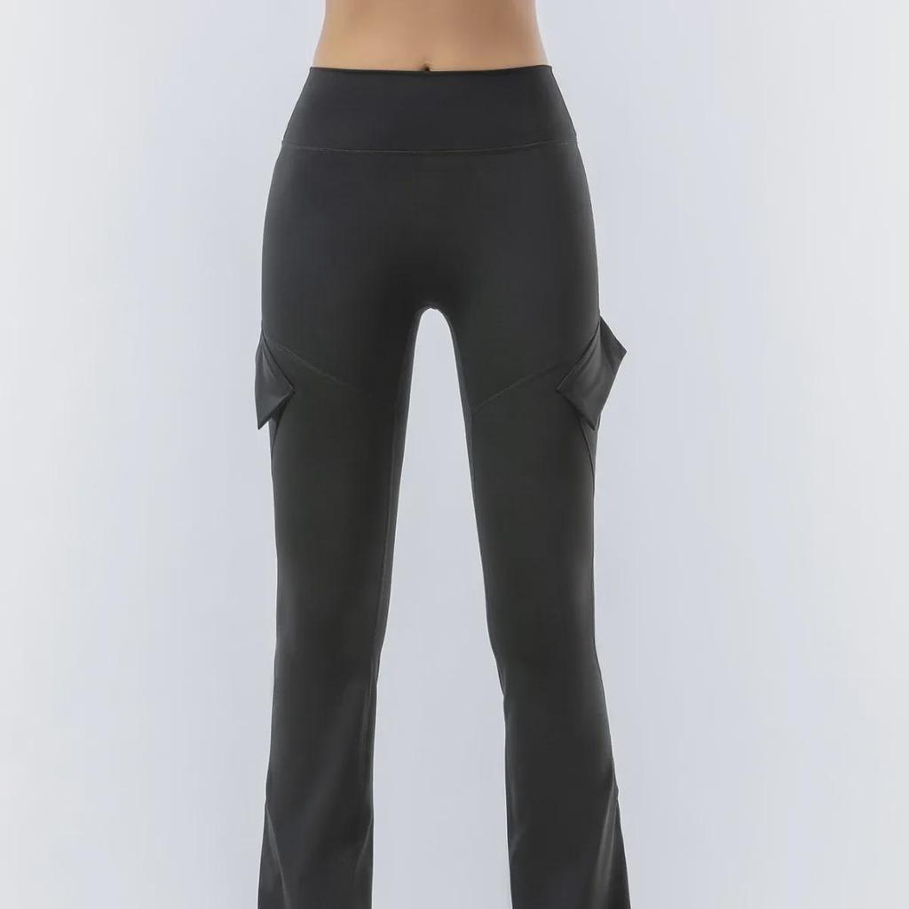 Женские облегающие штаны для йоги с высокой талией и карманами - спортивные леггинсы в стиле рабочей одежды с подъемом бедер