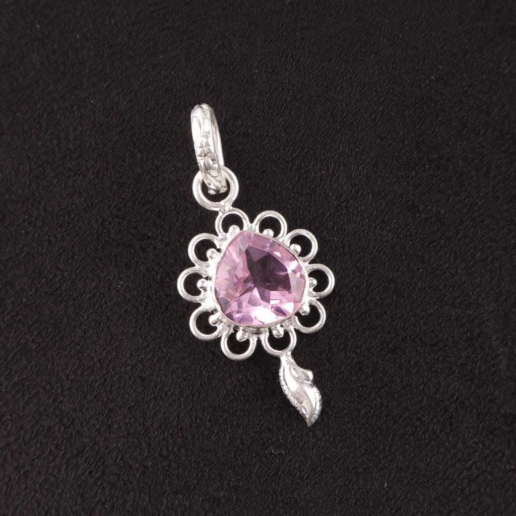 Sisters Day Deal Heart Morganite Stone Wedding Gift Boho Pendant Sterling Silver PP-4-12