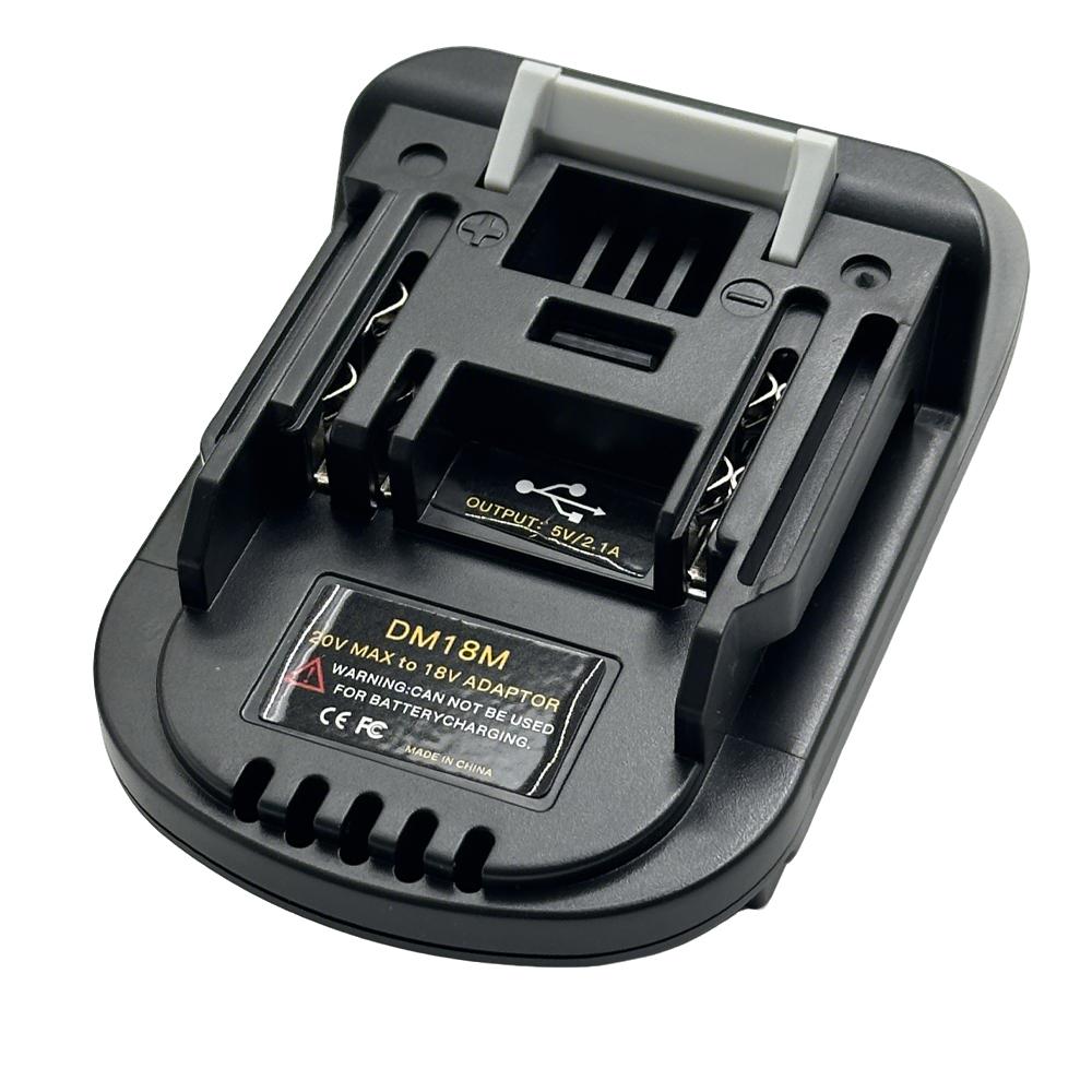 Адаптер-преобразователь батареи DM18M с USB-портом для аккумуляторов Dewalt 11V и Milwaukee 18V для инструментов Makita