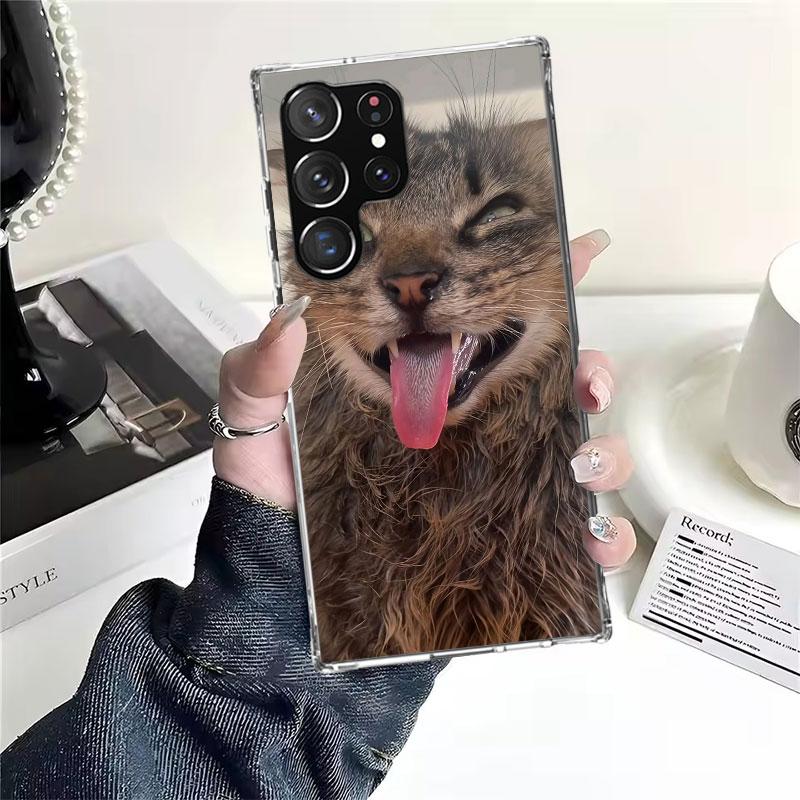 Смешные мемы про кошек для чехла телефона Samsung Galaxy S25 S24 S23 S22 Ultra S21 Plus S20 FE S10 + S25Edge Fundas Cover Coque