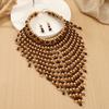 Handmade Jewelry Set Wood Tassel Necklace Luxury Ear Studs  Party