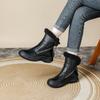 Women Winter Fashion Warm Plush Genuine Leather Women's Boots With Anti Slip Soft Sole Comfortable Side Zipper Short Boots