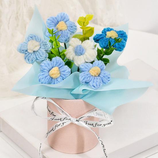 Вязаный Цветочный Букет Ручной Работы Искусственный Вязаный Букет Подсолнух Гвоздика Тюльпан Пушистые Цветы Подарки для Мамы Жены на День Рождения Юбилей