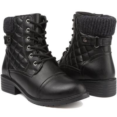 Удобные Короткие Мотоциклетные Водонепроницаемые Кожаные Ботильоны на Платформе для Женщин [todaysunny] Женские Ботинки, Ботинки, Черные Высокие на Шнуровке, Мода,
