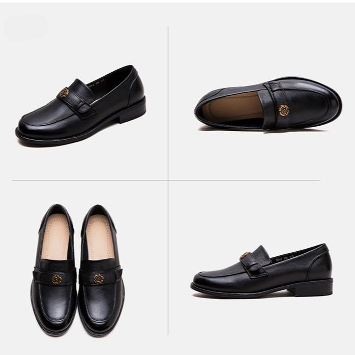 Johnature Однотонные лоферы в стиле ретро, универсальные женские туфли из натуральной кожи на низком каблуке без застежек