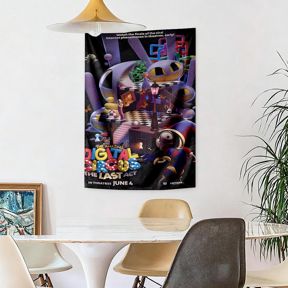Digital Circus Wall Decor Tapestry Art For Pet Memorial Birthdaywedding Party Backdrop Family Gift