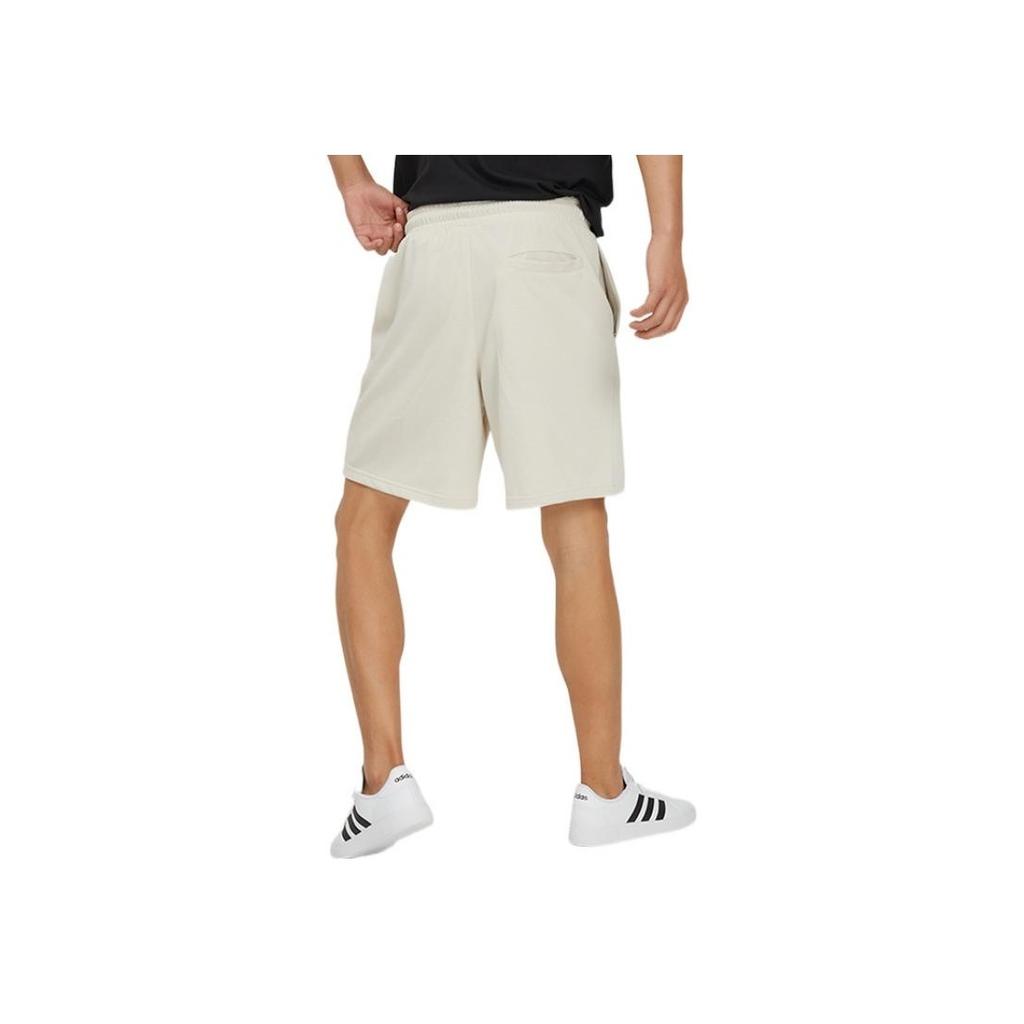 Adidas FW22 Solid Color Logo Print Drawstring Straight Leg Casual Shorts Men Bottoms Beige HZ7029