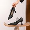 75339 [sheepskin] High Heels Women's Stilettos Summer 2025 New French Pointed Strap Splicing Single Shoes