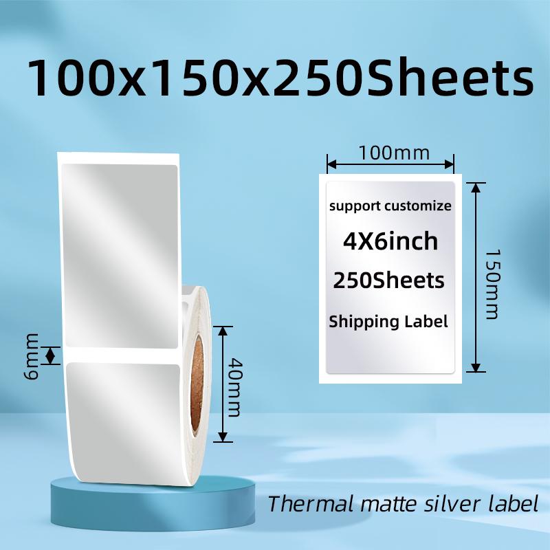 Direct Factory Customized PET Thermal Matte Silver Adhesive Labels-Waterproof Tear-Resistant Oil Proof Free Promotion Grocery