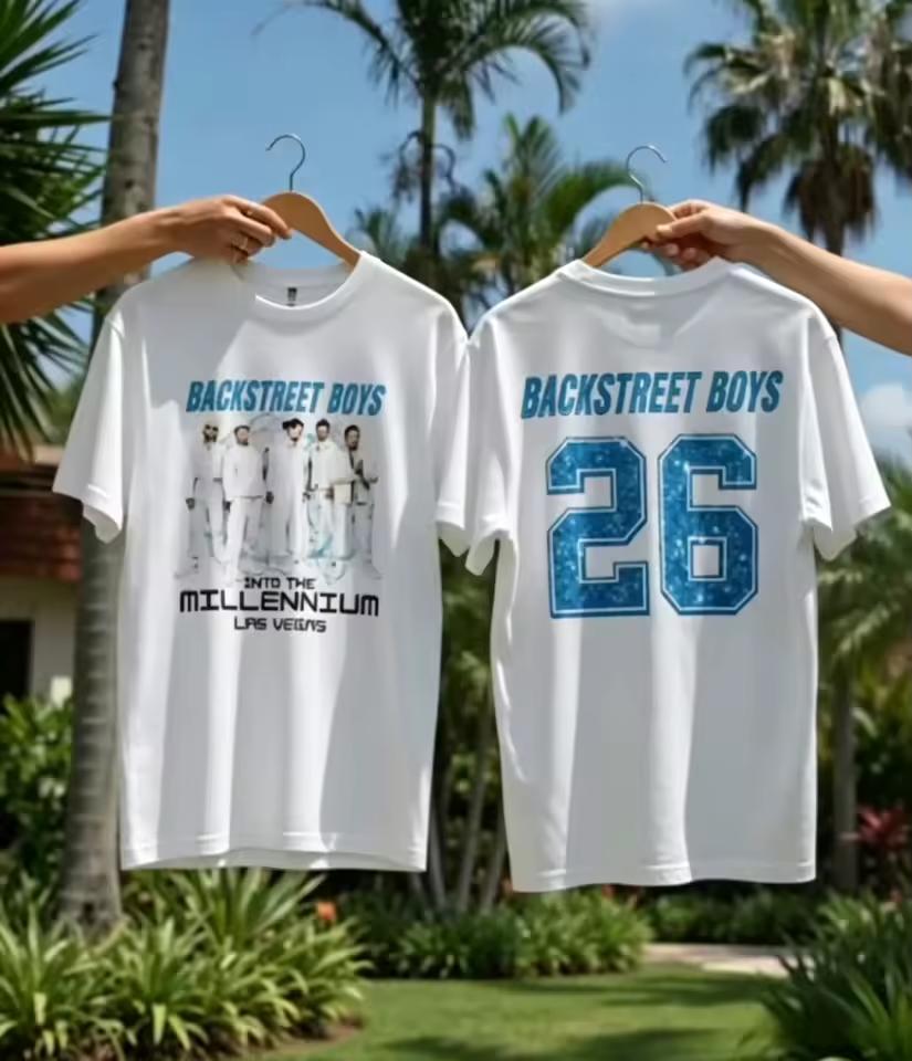 2026 Backstreet Boys В Тысячелетие Тур по Лас-Вегасу Футболка Двусторонняя Печать Винтажная Графическая Футболка Печать с Числом 26 Унисекс