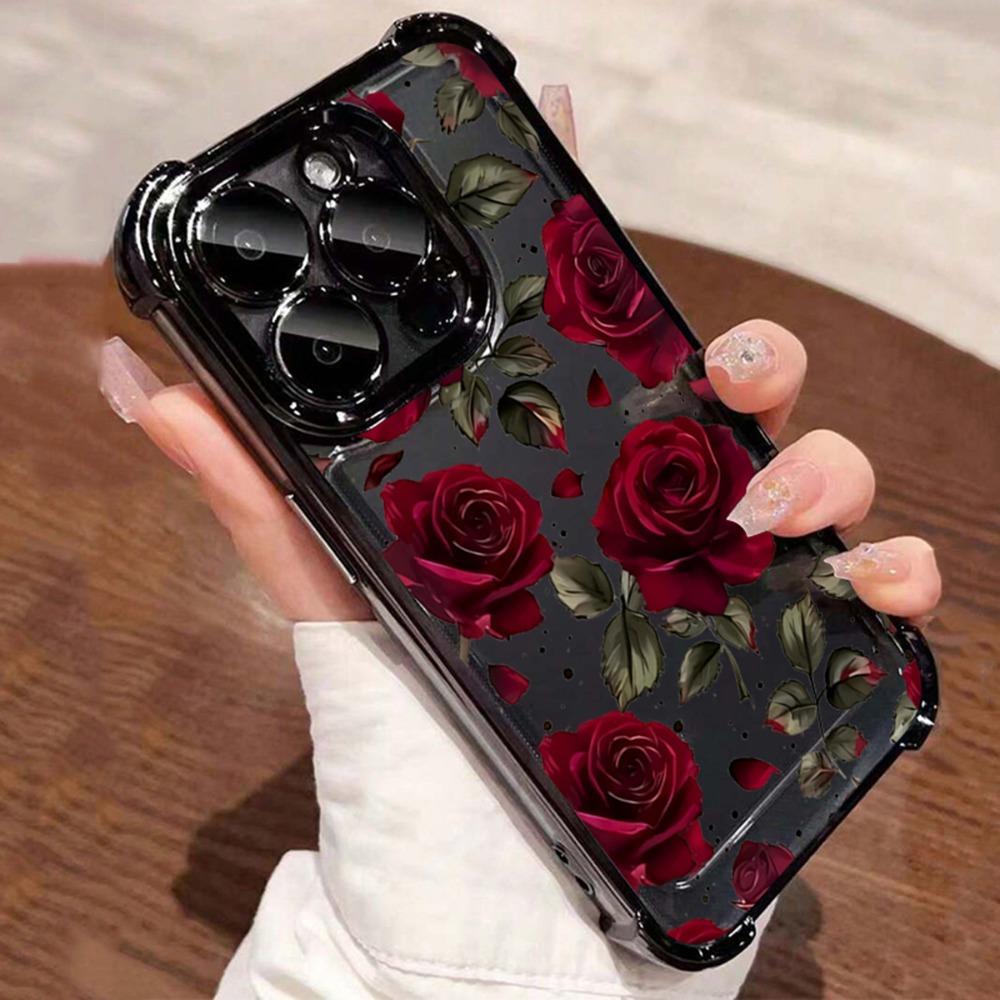 Прозрачный чехол для телефона с цветочным узором, подходит для iPhone 17 16 15 14 13 12 11 Pro/Max/Plus, противоударный задний чехол