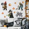 Decorative Harvest Theme Clings Halloween Wall Sticker, Pumpkin Witch Skeleton Printed, Self-adhesive Waterproof Realistic Decorations PVC Decals, for