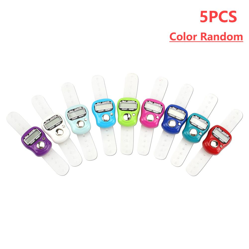 1-20pcs Finger Counter Ring 5 Digital LED Electronic Handheld Tally Counter Clicker Counter W/Islamic Tasbih Bead Color Random 1