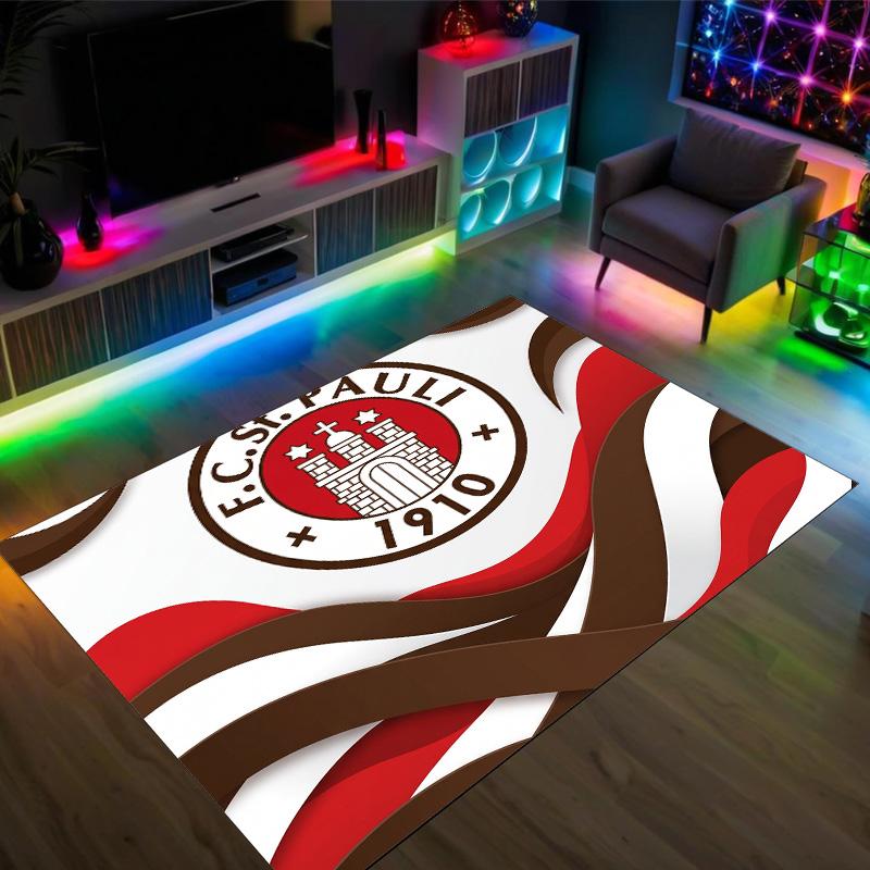 FC St. Pauli Football Design Crystal Velvet Carpet Cozy Non?Slip Printed Rug For Bedroom Living Room Entrance