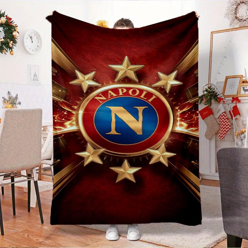 Napoli Football Club Emblem Blanket Outdoor Flannel Blanket for Camping, Hiking, Garden Parties, Picnic Essentials,gift for family and friends