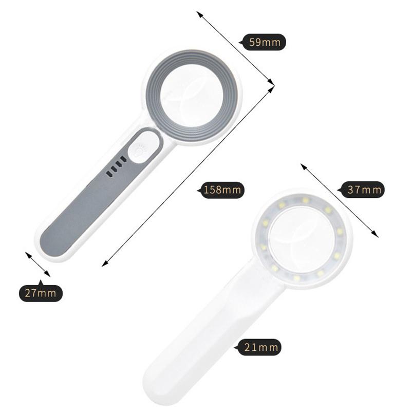 1Pc Rechargeable Handheld Magnifier 3 Lighting Modes Illuminated Magnifying Glass With Led Light For Seniors Reading Repair