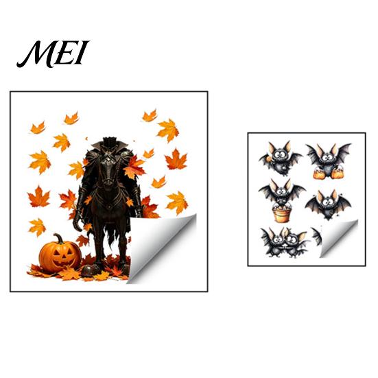 No Residue Wall Stickers for Apartments 2PCS Halloween Stickers, Cartoon Ghost And Pumpkin Pattern Decals, Easy to Apply Seasonal Murals Waterproof