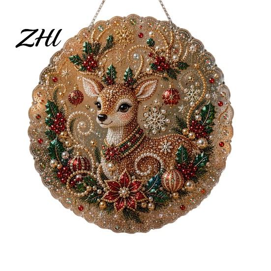 Home Garden Seasonal Embellishments Christmas Faux Pearl Art Kit, DIY Rhinestone Gem Painting Craft, Santa Tree Living Room Decorations Stocking