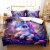 Cartoon Bedding Set Unicorn Rainbow 3D Printed Duvet Cover Set Soft Skin-Friendly Single Double King Size for Kids Birthday Gift