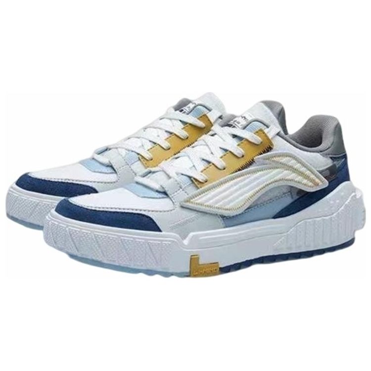 Li-Ning Attack Ace Fabric Synthetic Leather Non-Slip Wear-Resistant Lightweight Low-Top Skate Shoes Men Sneakers Sea-Salt-Blue AGCR309-4