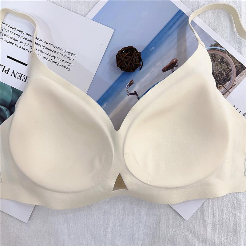Latex cotton thin fixed cup breathable no steel ring no trace boneless sleep bra cover underwear women