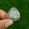 925 Sterling Silver Pear Solar Moss Agate Stone Unique Bezel Trendy Ring Jewelry