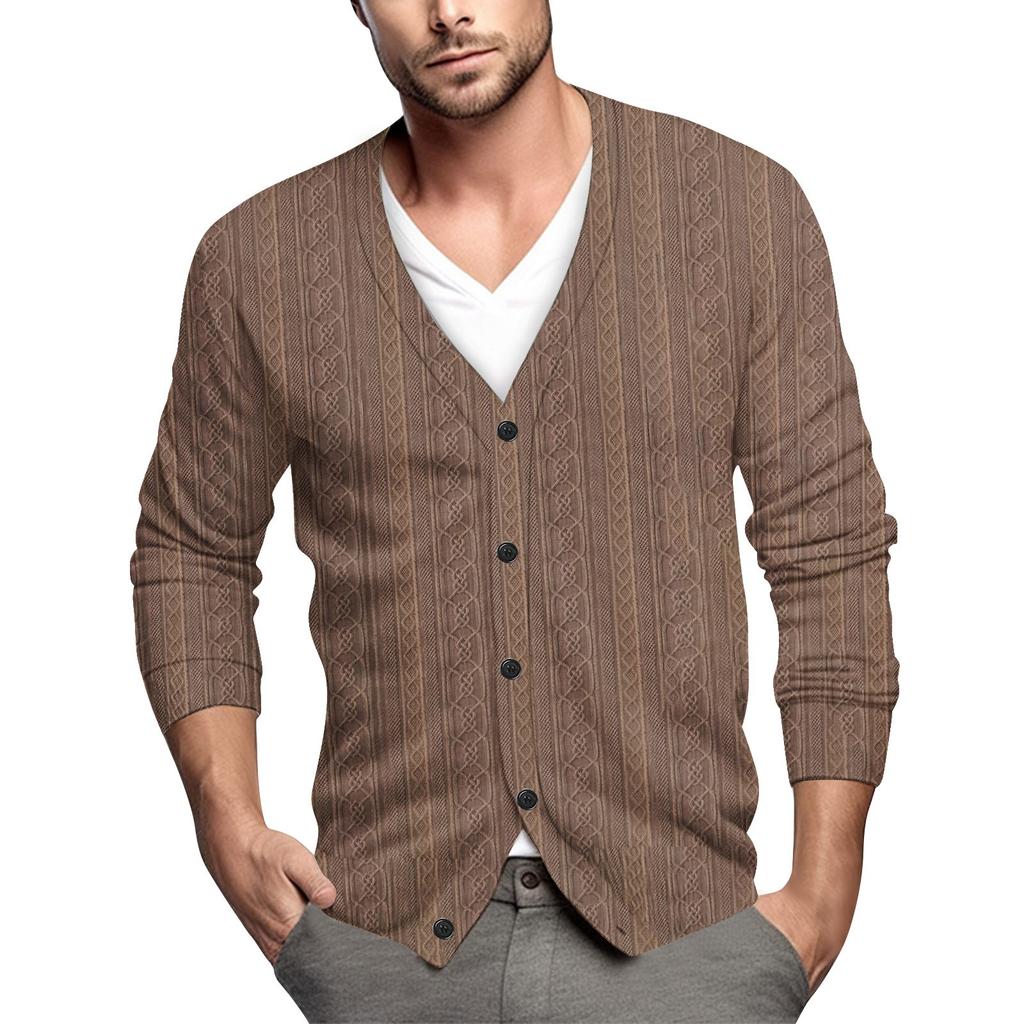 Мужская повседневная однобортная модная куртка-кардиган с длинными рукавами на пуговицах