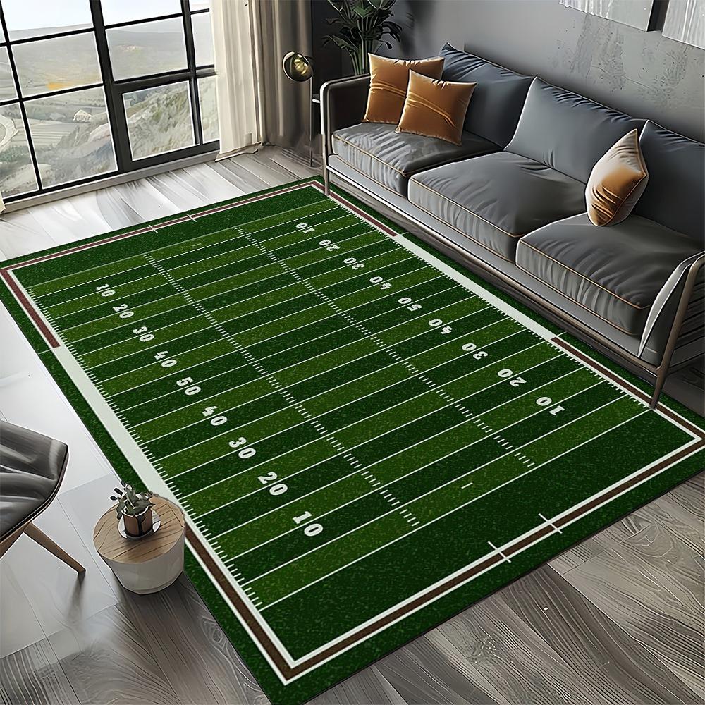 American Football Field Pattern Area Rug Non-Slip Floor Carpet for Living Room Bedroom Sports Themed Home Decor Mat for Game Fan