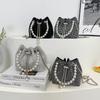 Pearl Handbag Women's Fashionable Bright Diamond Shoulder Bag, Net Red, Foreign Style Chain, Cross Body Bucket Bag