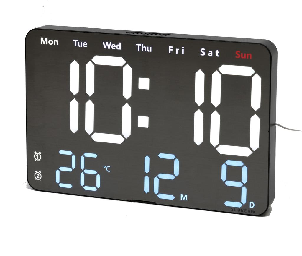НАСТЕННЫЕ ЧАСЫ МЕДЛЕННЕЕ Цифровые Светодиодные Стильные Крупные Буквы Внутреннее Украшение Настольные Часы с Пультом Дистанционного Управления Дата Температура День Недели АЛЮМИНИЙ 275