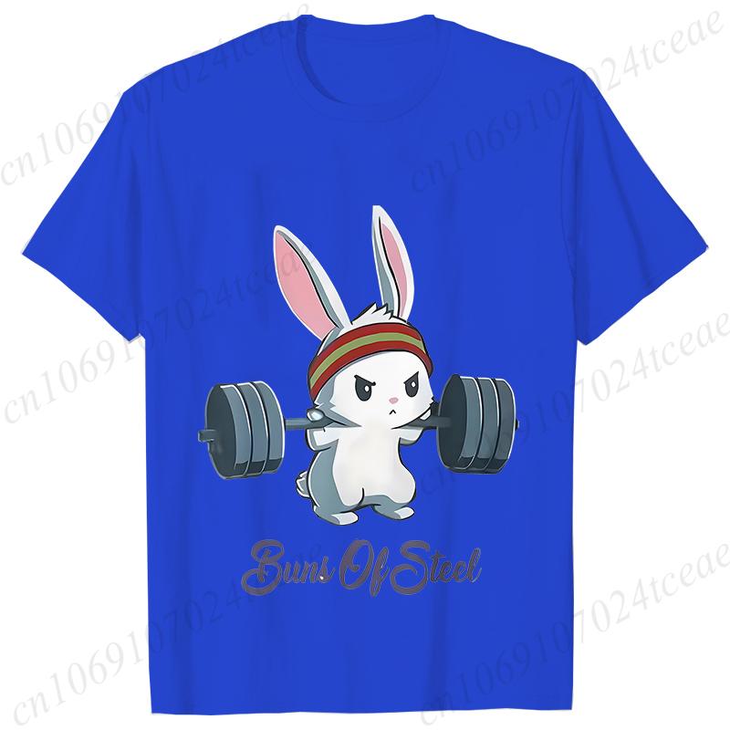 Buns of Steel T-shirts for Women Fitness Rabbit Bunny Lover Gym Workout Tees Shirt Fashion Hip Hop Streetwear Female Clothing