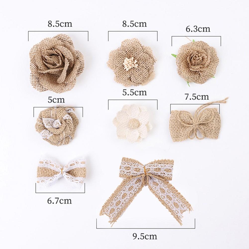 Floral Home Decor Flowers Set Beige Burlap Flowers