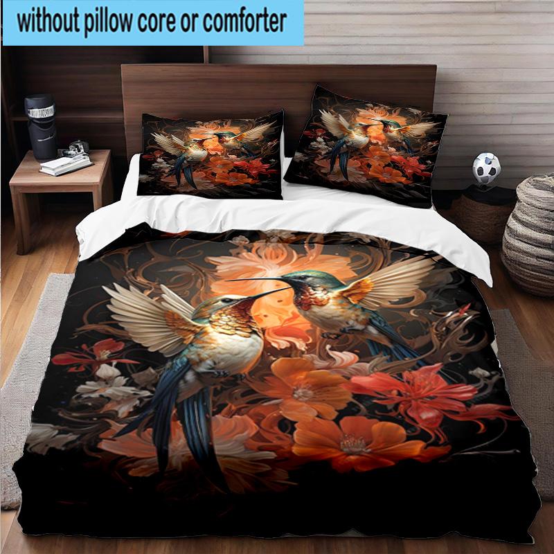 Hummingbird In Bloom 3pcs Bedding,Including 1pc Duvet Cover And 2pcs Pillowcases Perfect for Christmas,Ideal for Bedroom, Dormitory