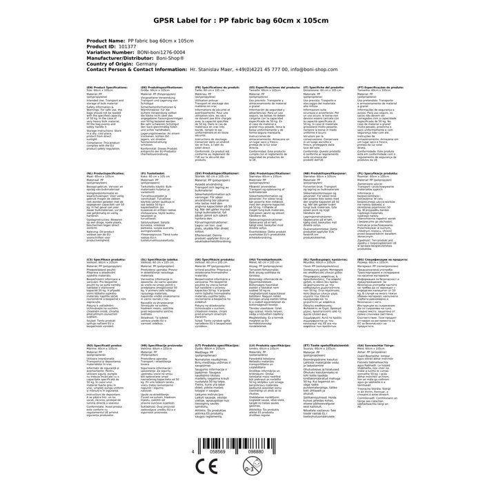 Sac PP Tissé Robuste 60x105cm - Sac Gravats, Jardin, Chantier