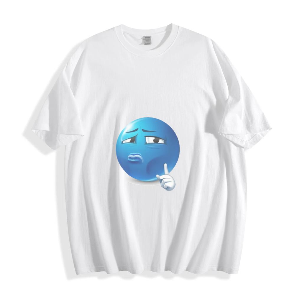 Moody Blue Emoji Pout T-Shirt - Dramatic & Trendy Design Unisex Tee