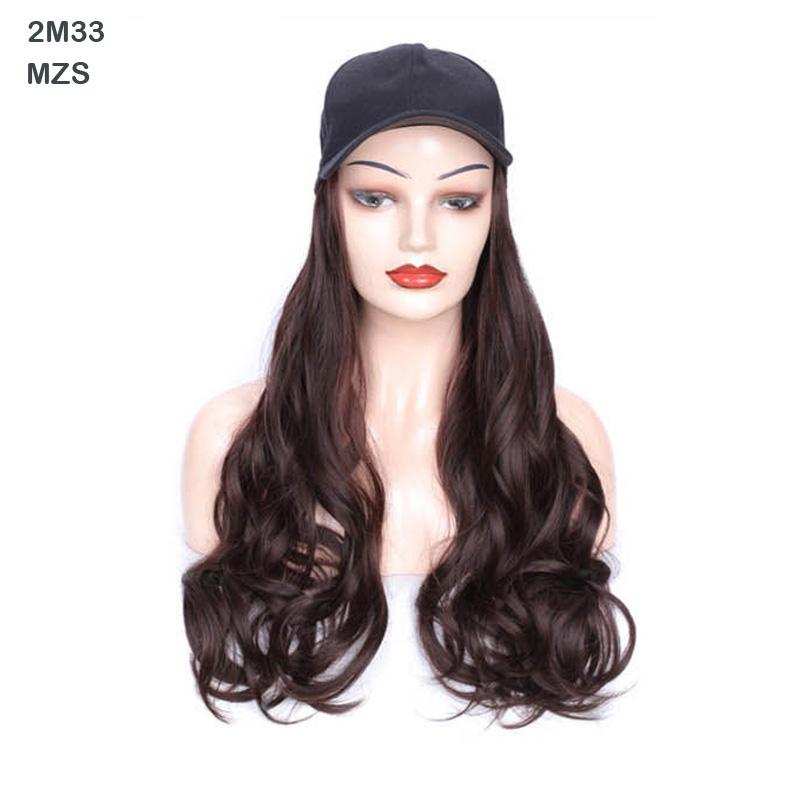 Hair Wig With Baseball Cap Straight&Wave Curly Hair Women Girl's Wigs