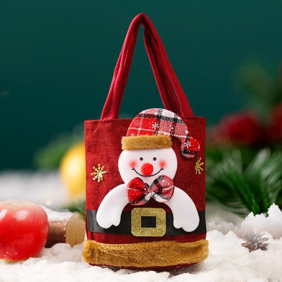Рождественский подарок Сумочка Портативная ручка Мультфильм 3D Санта-Снеговик Лось Медведь Прочная ткань Многоразовая продуктовая конфета Вечеринка Подарочная сумка