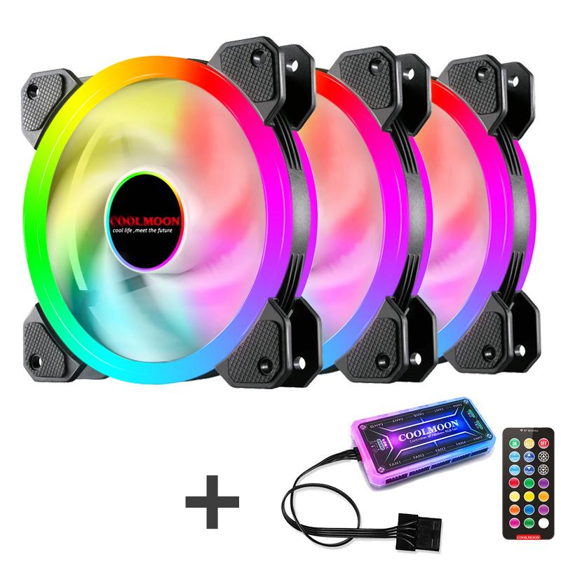 COOLMOON Radiance RGB 12см Светодиодный вентилятор охлаждения с двойным отверстием для настольных компьютеров