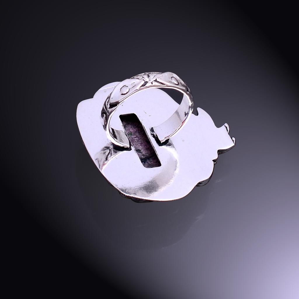 Ruby Fuchsite Lab-Created 925 Sterling Silver Two Tone Ring Size 8.5 E3b09