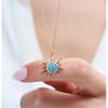 Elegant Turquoise Sun Rose Color Silver Necklace