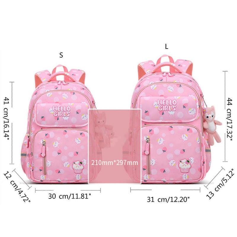 2023 Kid Bag School Bag Girls Schoolbag Splashproof Backpack Cute Cartoon Shoulder Bag Elementary Daypack School Supply  Purple