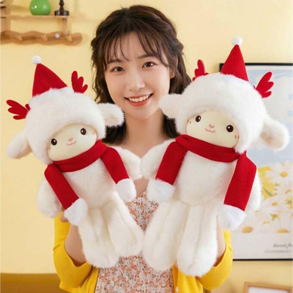 Fluffy Little Sheep Doll Simulation Appease Doll Pillow Christmas Sheep Plush Toy Home Decor