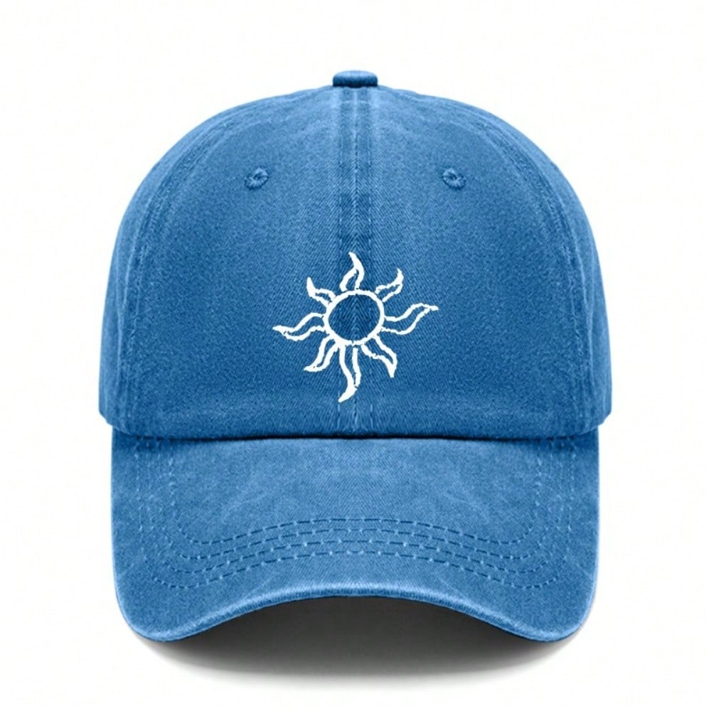 Sun Print Baseball Cap - Vintage Washed Adjustable Soft Fabric Breathable Casual Streetwear Baseball Hat For Men Women Daily Wear Outdoor Sports