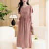 Elegant Women's Summer Dress  New Casual Slim Short Sleeve Long Dress Korean Style Slim Vintage Clothes